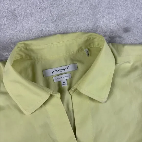 Foxcroft Dress Shirt 3/4 Sleeve Button Up Sz 14 Yellow Cotton Office Casual Top - Picture 3 of 13